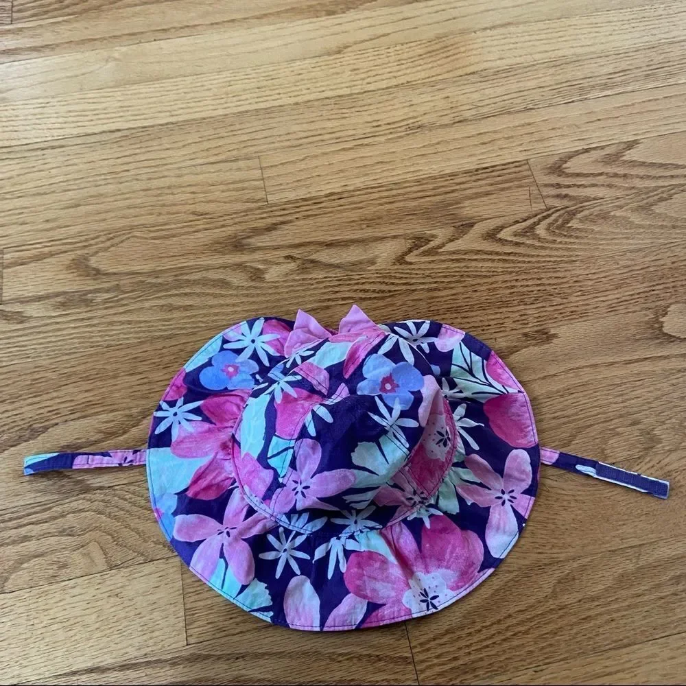 🍭6/$30 Gymboree floral sunhat with Velcro strap - 6-12 m baby girl